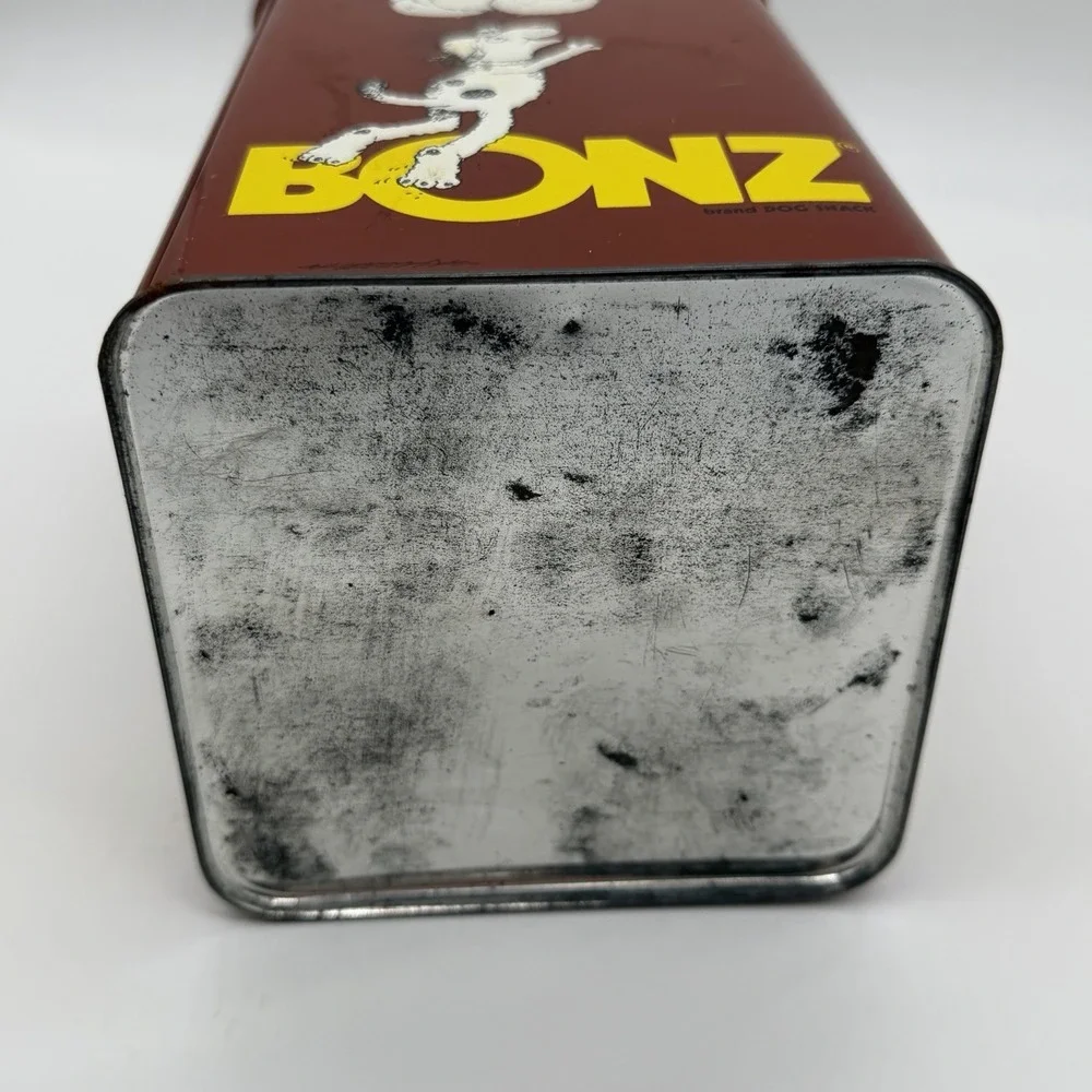 Ralston Purina Dog Treat BONZ Vintage 1985 Empty Metal Tin Canister Pet Snack